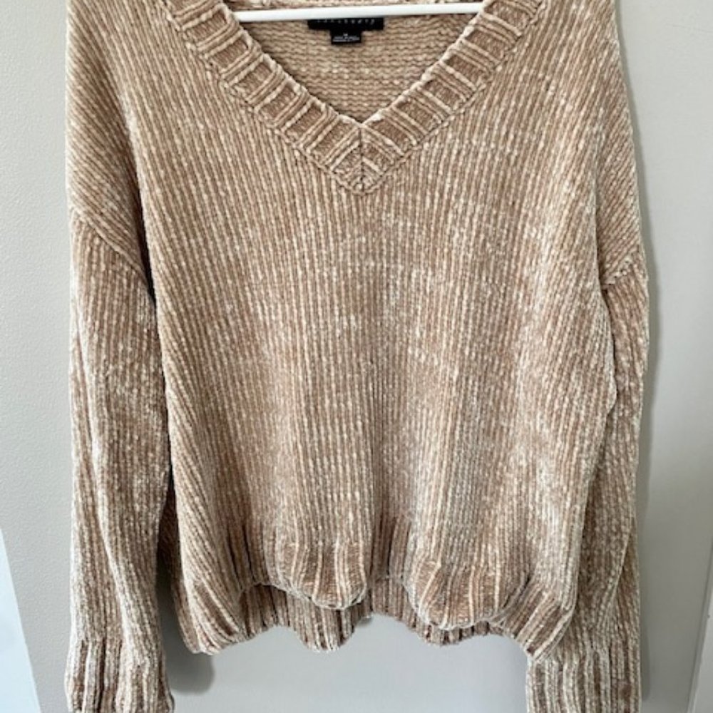 Oversized Chenille V-neck Sweater